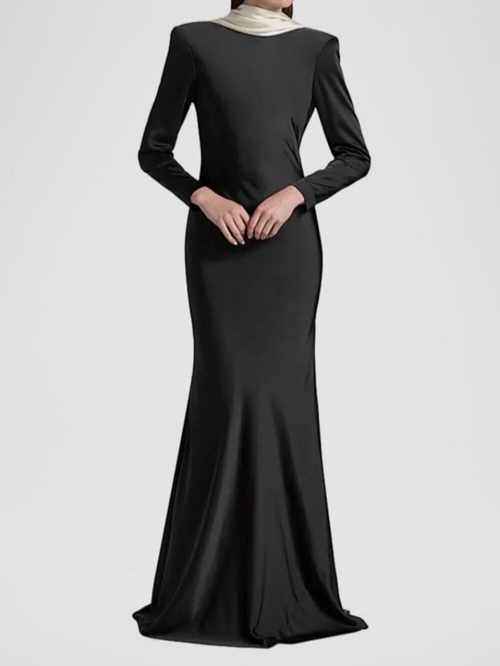 Et Ochs Women's Black Allegra Draped Low-Back Charmeuse Gown Dress Size 12